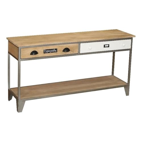 Progressive Furniture Outbound Wood Sofa/Console Table Natural Tan/Iron Silver